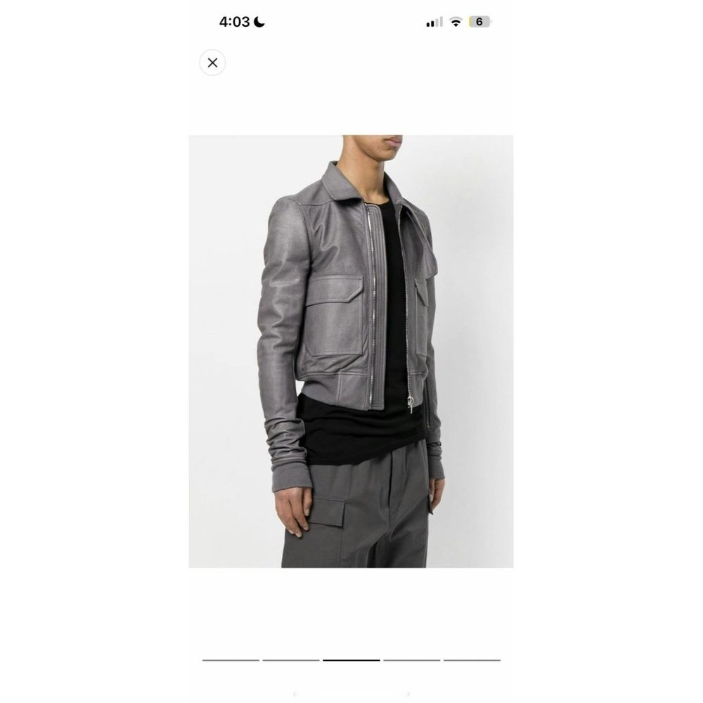 Rick Owens Oblong Collar Leather bomber jacket